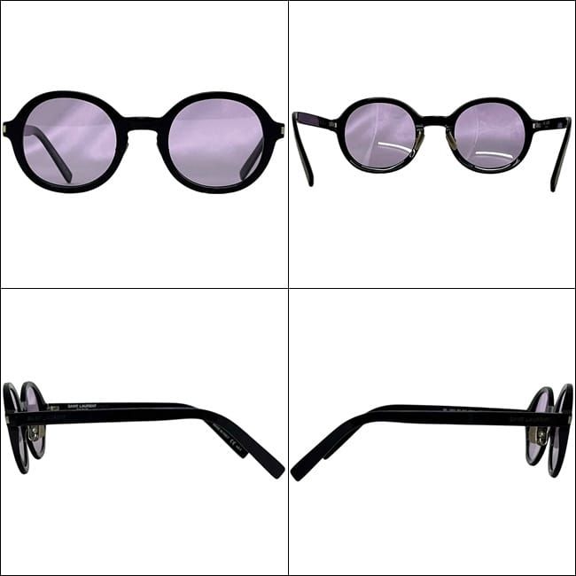 Saint Laurent Sunglasses Black Purple Lens 001 Round Acetate Paris Eyewear — view 2