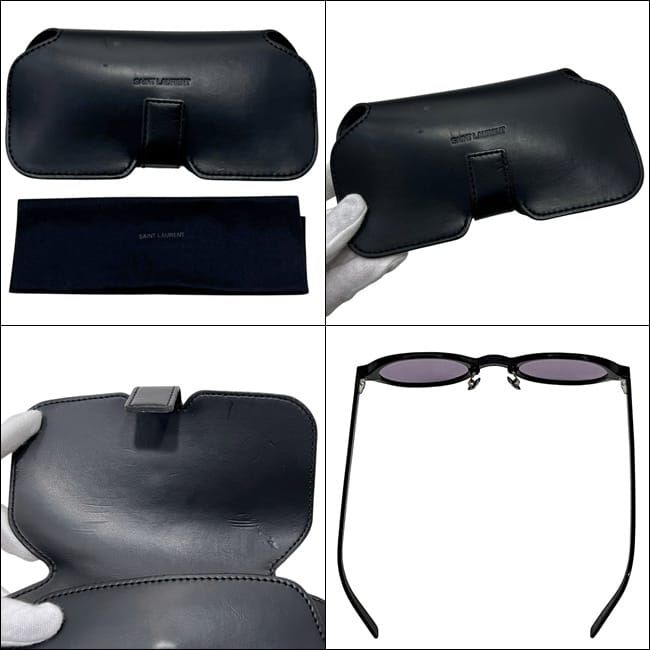 Saint Laurent Sunglasses Black Purple Lens 001 Round Acetate Paris Eyewear — view 3