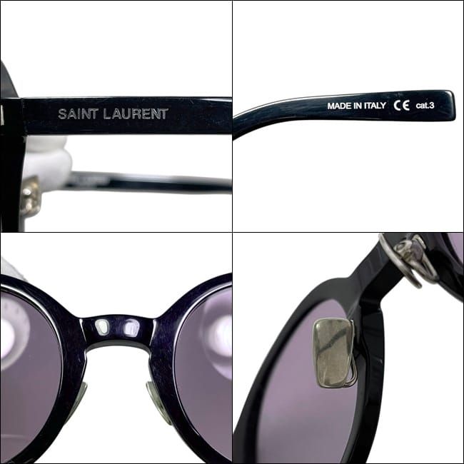 Saint Laurent Sunglasses Black Purple Lens 001 Round Acetate Paris Eyewear — view 5