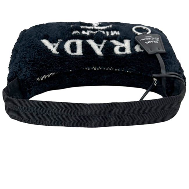 Prada Handbag Terry Black Nero Spugna Re Edition Pile 31 Logo Pouch — view 7