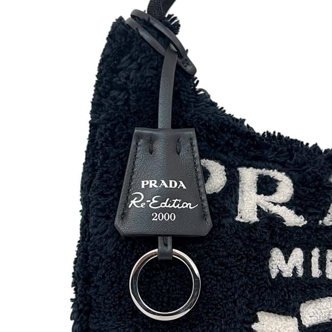 Prada Handbag Terry Black Nero Spugna Re Edition Pile 31 Logo Pouch — view 5