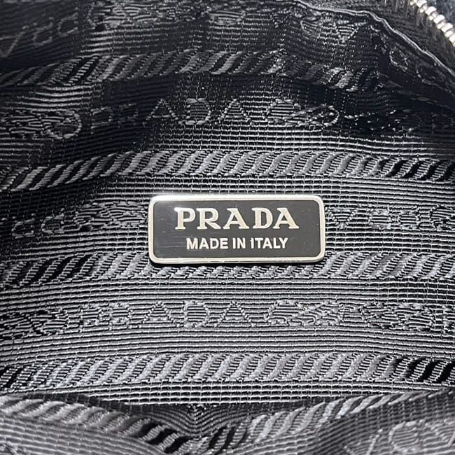 Prada Handbag Terry Black Nero Spugna Re Edition Pile 31 Logo Pouch — view 3