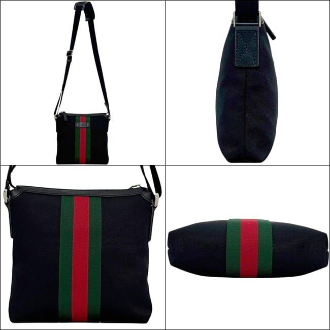 Gucci Shoulder Bag Black Sherry Canvas Leather — view 2