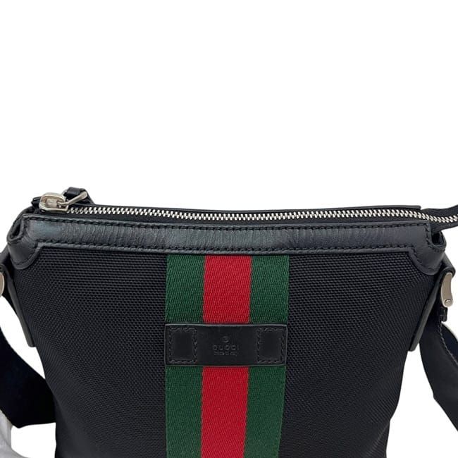 Gucci Shoulder Bag Black Sherry Canvas Leather — view 9
