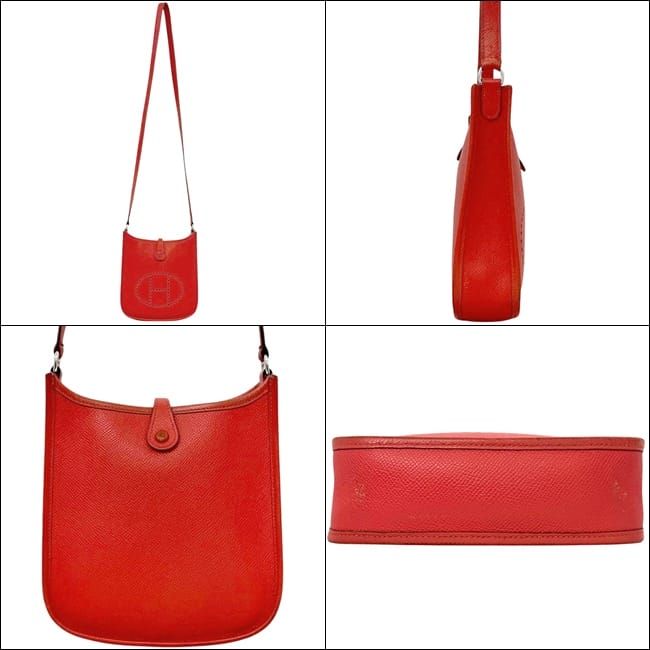 Hermes Shoulder Bag Evelyne TPM Red Rose Jaipur Crossbody Togo Leather Logo — view 2