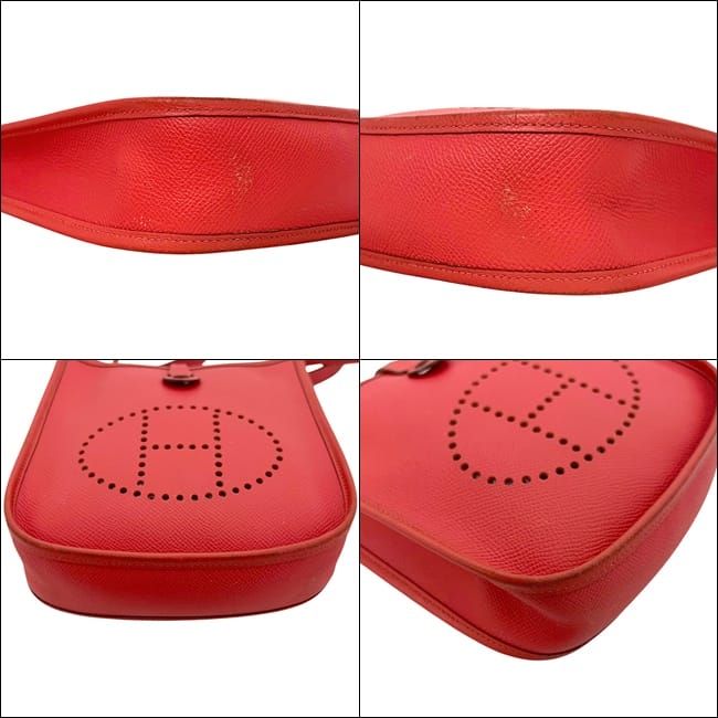 Hermes Shoulder Bag Evelyne TPM Red Rose Jaipur Crossbody Togo Leather Logo — view 9