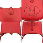 Hermes Shoulder Bag Evelyne TPM Red Rose Jaipur Crossbody Togo Leather Logo — view 5