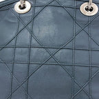 Dior Tote Granville Green Blue Cannage Handbag Leather Logo Charm Stitching — view 7