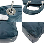 Dior Tote Granville Green Blue Cannage Handbag Leather Logo Charm Stitching — view 5