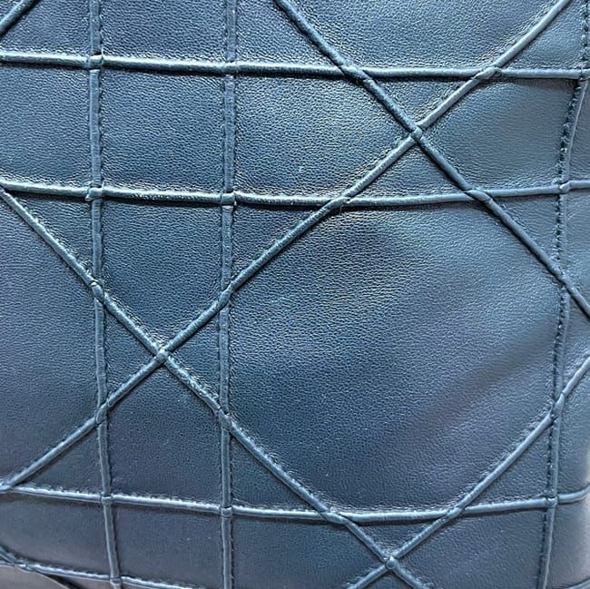 Dior Tote Granville Green Blue Cannage Handbag Leather Logo Charm Stitching — view 9