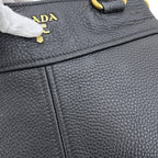 Prada Tote Black Nero Vitello Daino Leather 146 B Shoulder Logo — view 6