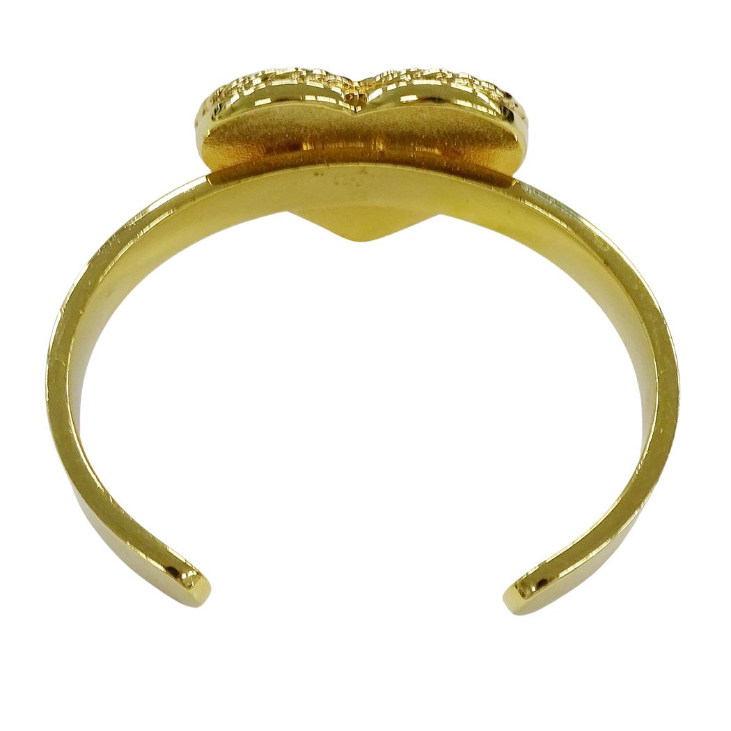 Chanel Bangle Bracelet CC Logo Heart Denim Style Gold Plated Blue — view 3