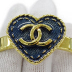 Chanel Bangle Bracelet CC Logo Heart Denim Style Gold Plated Blue — view 9