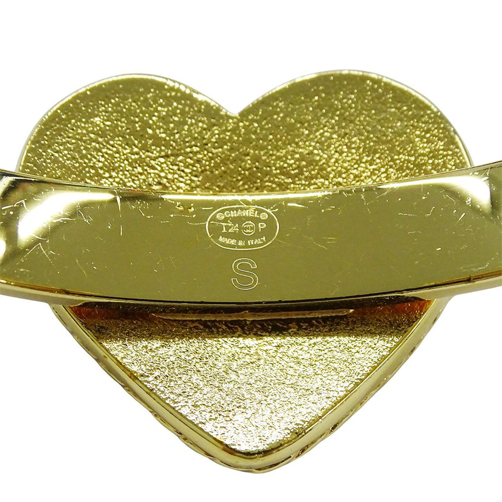 Chanel Bangle Bracelet CC Logo Heart Denim Style Gold Plated Blue — view 5