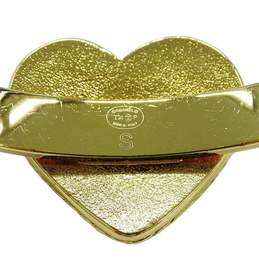 Chanel Bangle Bracelet CC Logo Heart Denim Style Gold Plated Blue — view 5