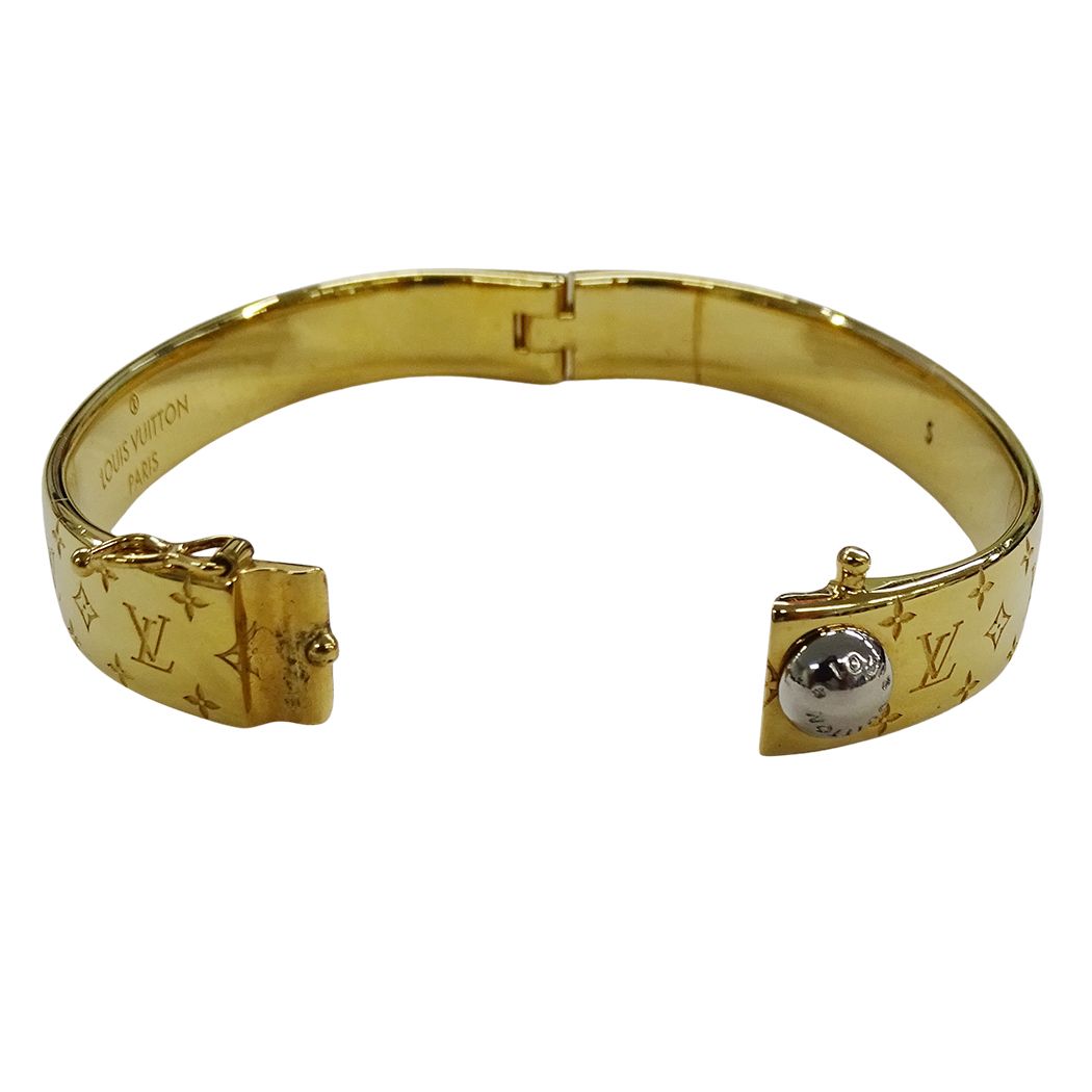 Louis Vuitton Bangle Monogram Metal Calf Nanogram Gold S Logo Presence Bracelet — view 4