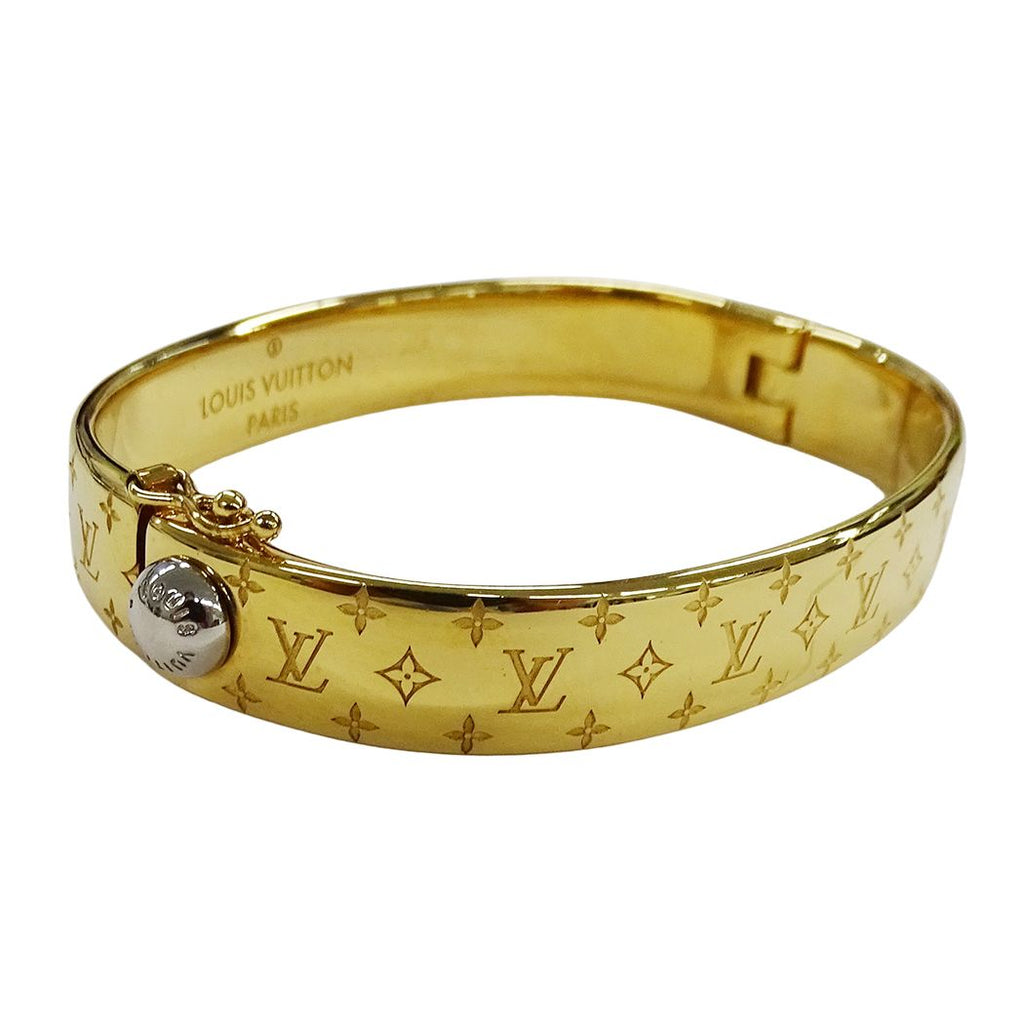 Louis Vuitton Bangle Monogram Metal Calf Nanogram Gold S Logo Presence Bracelet — view 2