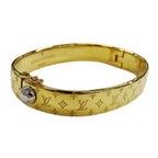 Louis Vuitton Bangle Monogram Metal Calf Nanogram Gold S Logo Presence Bracelet — view 2