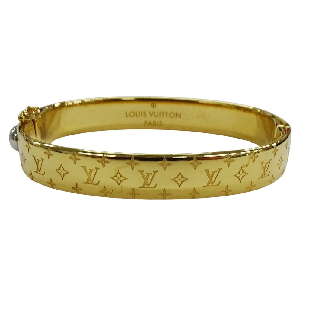 Louis Vuitton Bangle Monogram Metal Calf Nanogram Gold S Logo Presence Bracelet — view 3