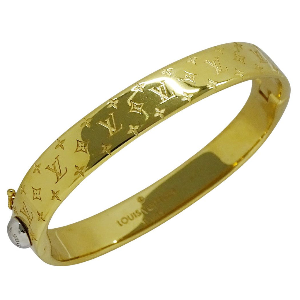 Louis Vuitton Bangle Monogram Metal Calf Nanogram Gold S Logo Presence Bracelet — view 5