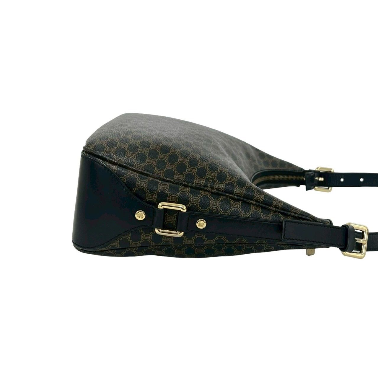 Celine Macadam Blason Triomphe Logo Pattern Leather Shoulder Bag Tote Black — view 6