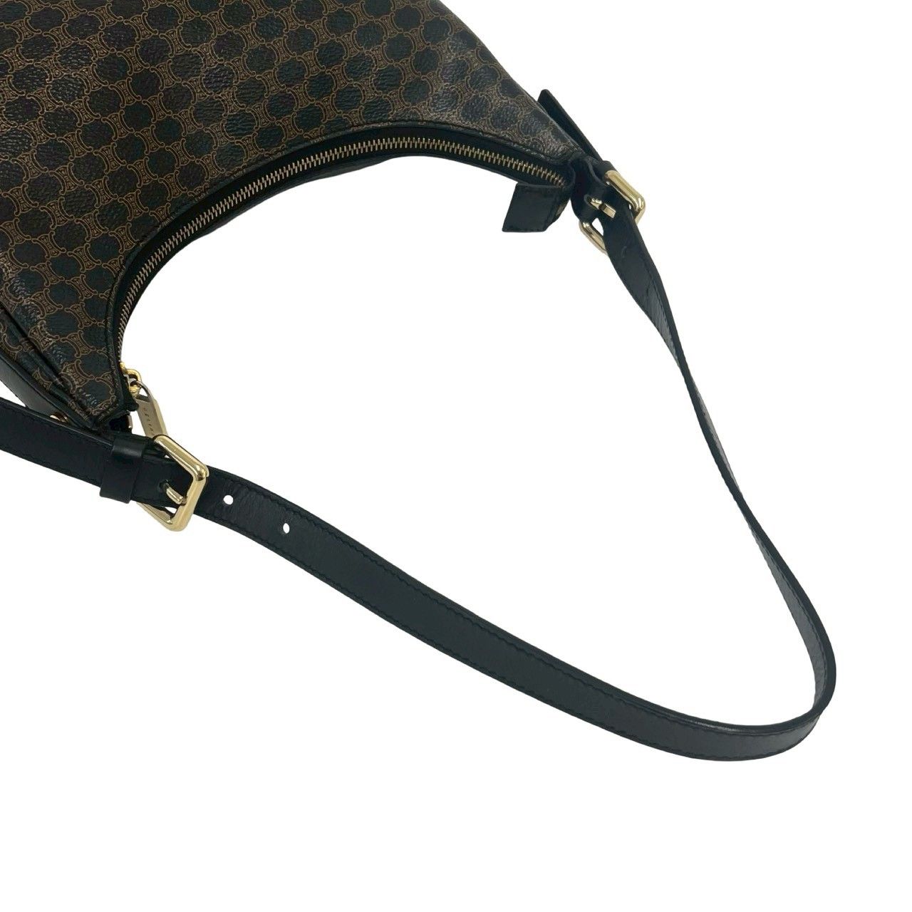 Celine Macadam Blason Triomphe Logo Pattern Leather Shoulder Bag Tote Black — view 4