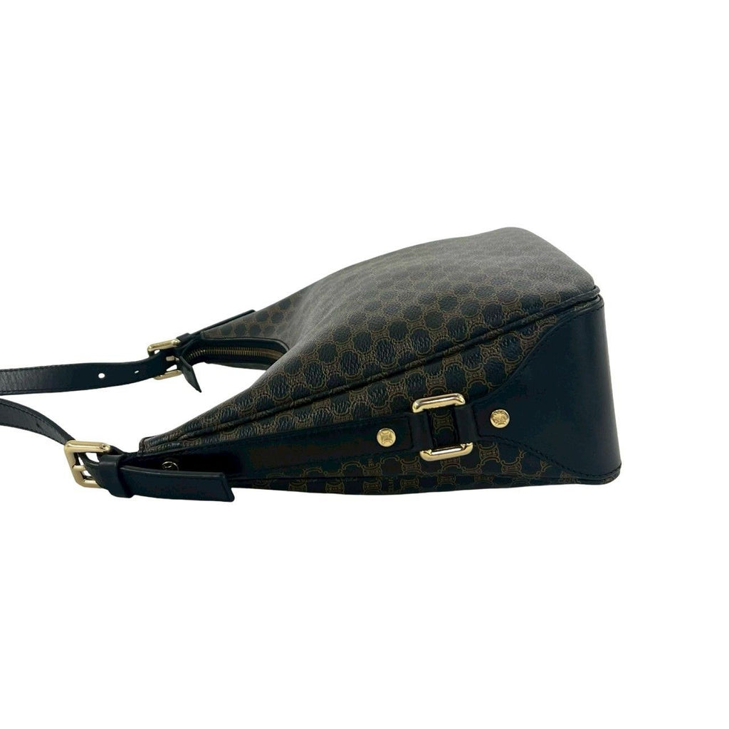 Celine Macadam Blason Triomphe Logo Pattern Leather Shoulder Bag Tote Black — view 5