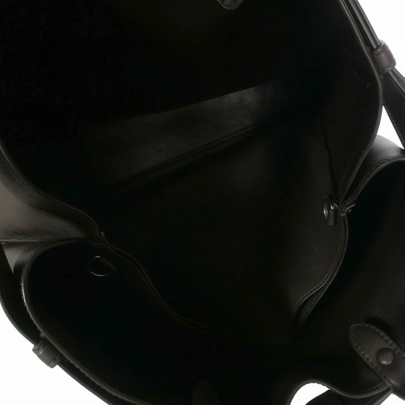 Prada Belt Buckle Leather Tote Dark Brown — view 4