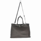 Prada Belt Buckle Leather Tote Dark Brown — view 5