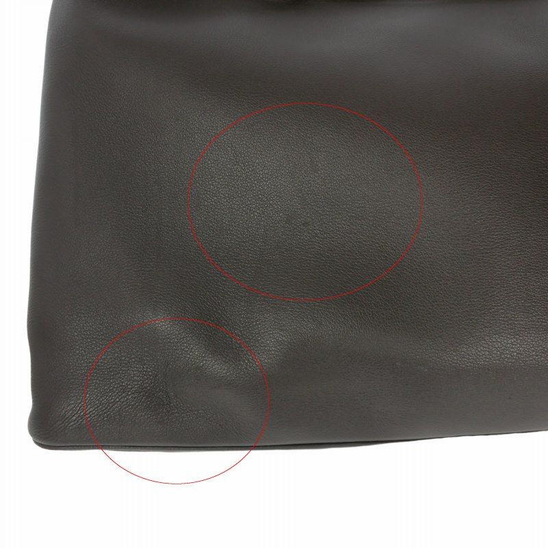 Prada Belt Buckle Leather Tote Dark Brown — view 7