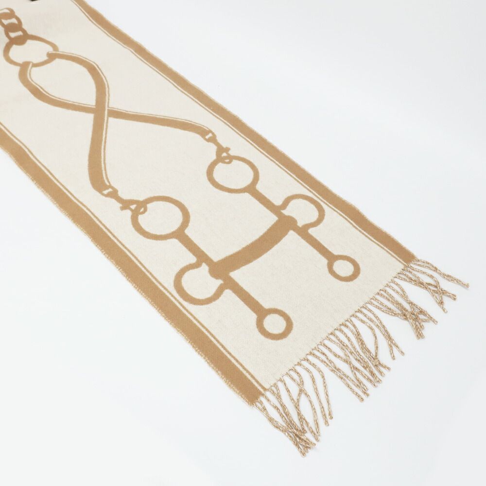 Hermes Heaven Scarf Molle Cashmere Beige Bicolor Fringe Shawl — view 5