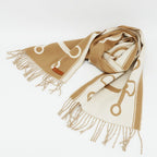 Hermes Heaven Scarf Molle Cashmere Beige Bicolor Fringe Shawl — view 9