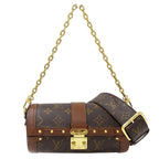 Louis Vuitton Monogram 2-Way Shoulder Bag Papillon Trunk Brown Chain Handle