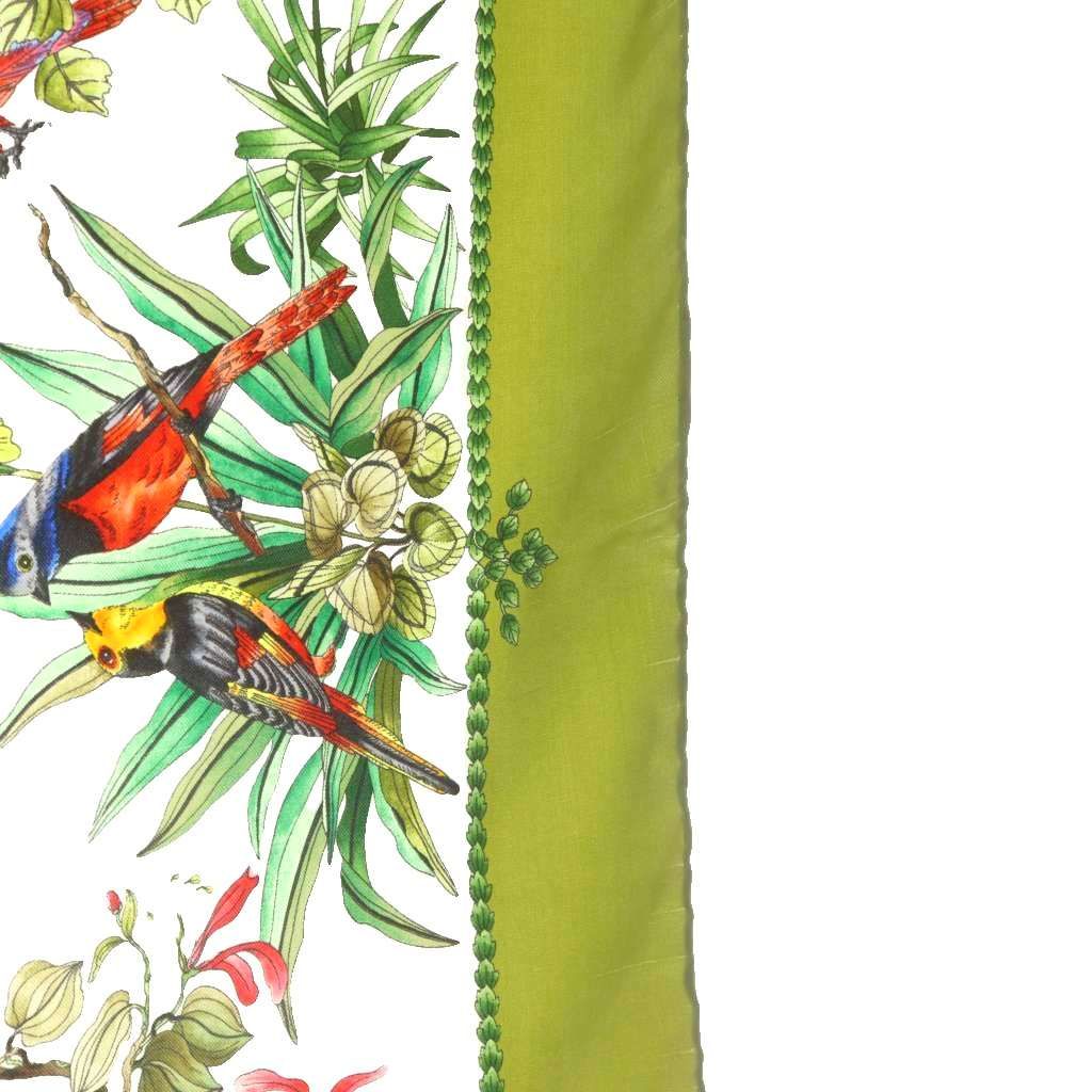 Gucci Scarf Bird All Over Pattern Flower Green White — view 7