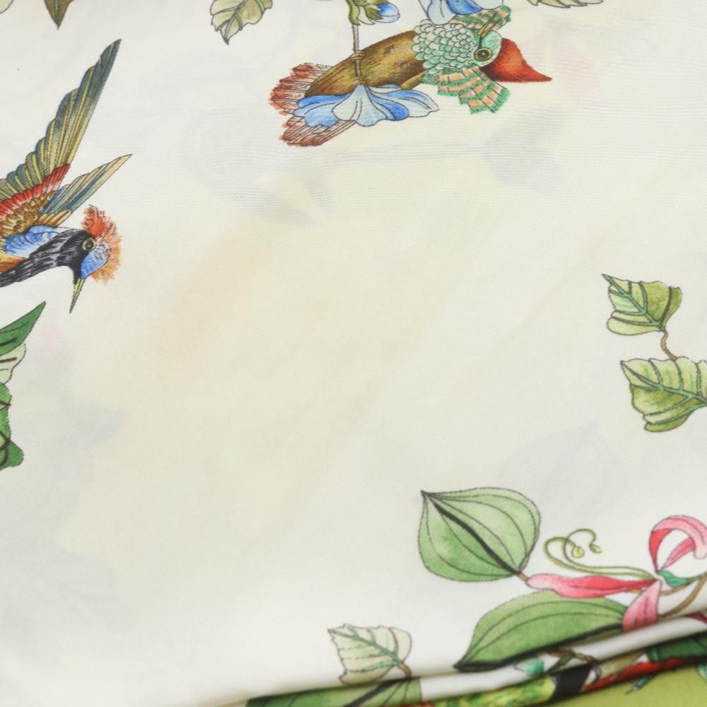 Gucci Scarf Bird All Over Pattern Flower Green White — view 6