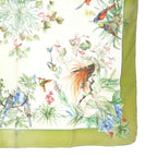 Gucci Scarf Bird All Over Pattern Flower Green White — view 5