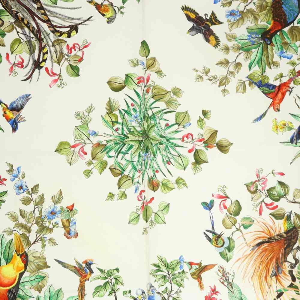 Gucci Scarf Bird All Over Pattern Flower Green White — view 8