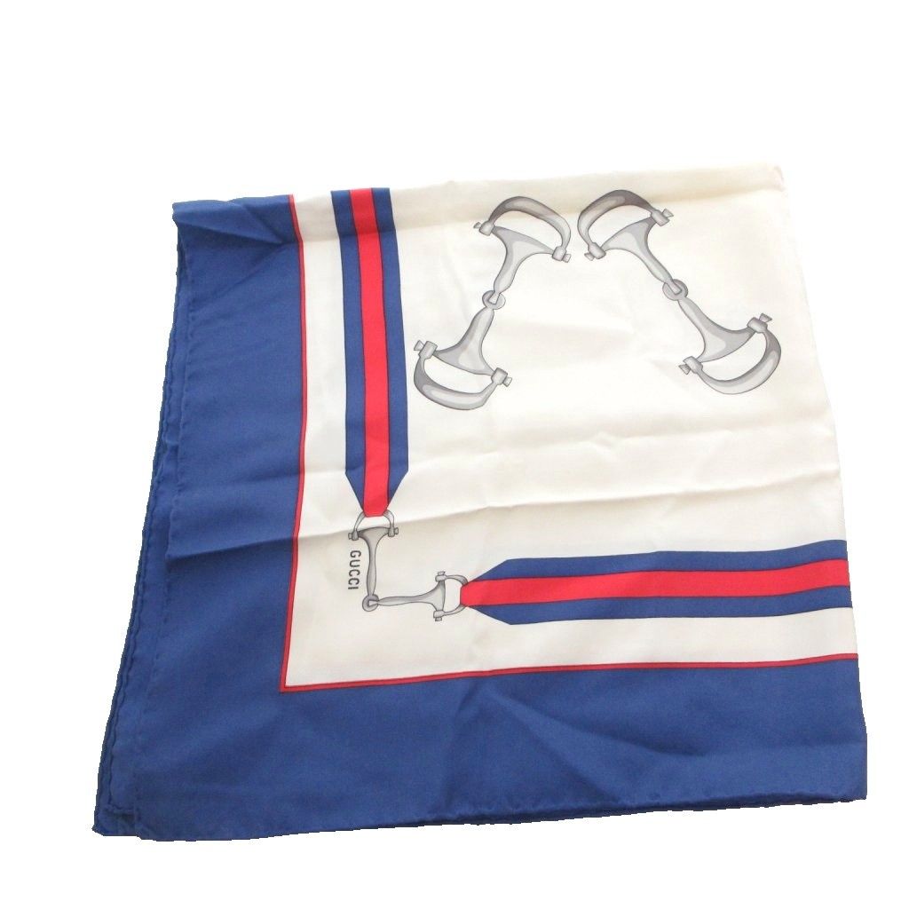 Gucci Scarf All Over Pattern Horsebit Silk Blue — view 5