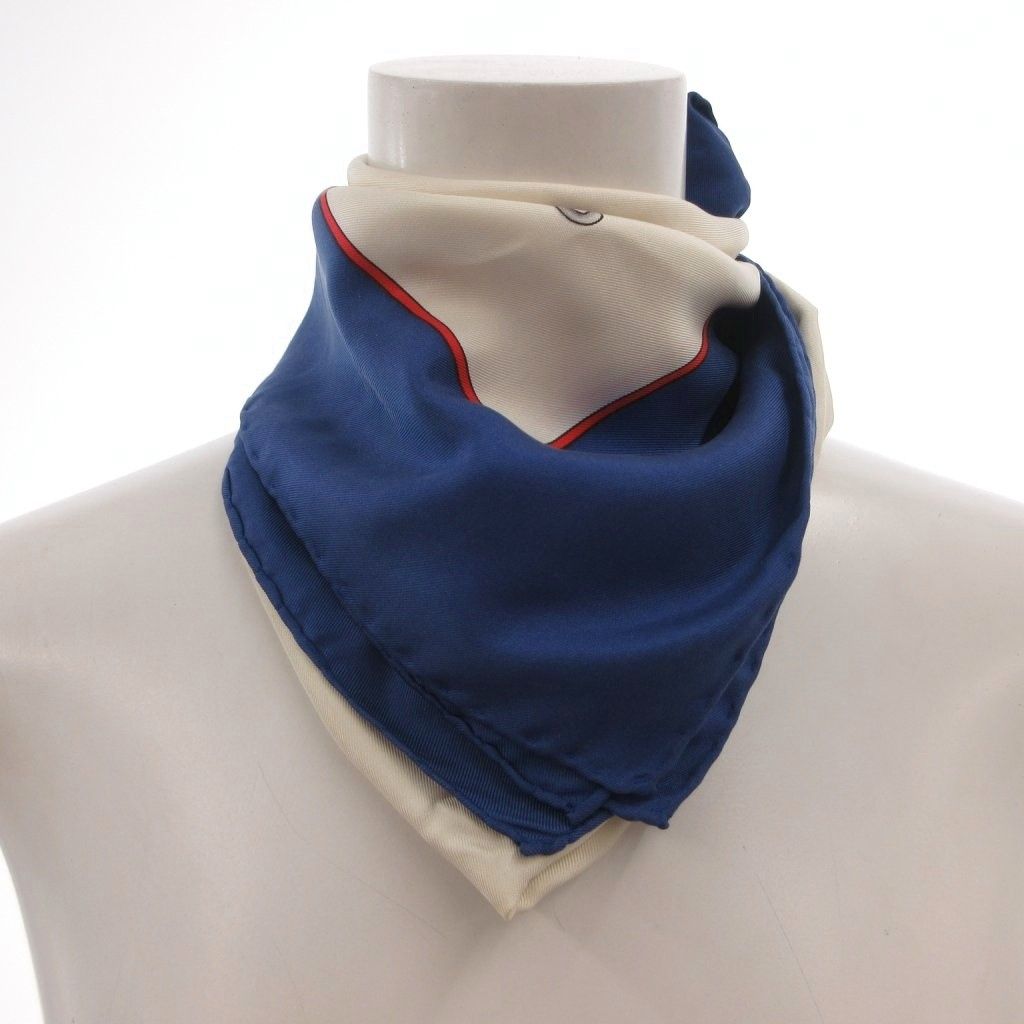 Gucci Scarf All Over Pattern Horsebit Silk Blue — view 6