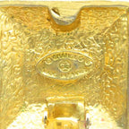 Chanel Vintage Earrings Clip on CC Logo Square Gold — view 5