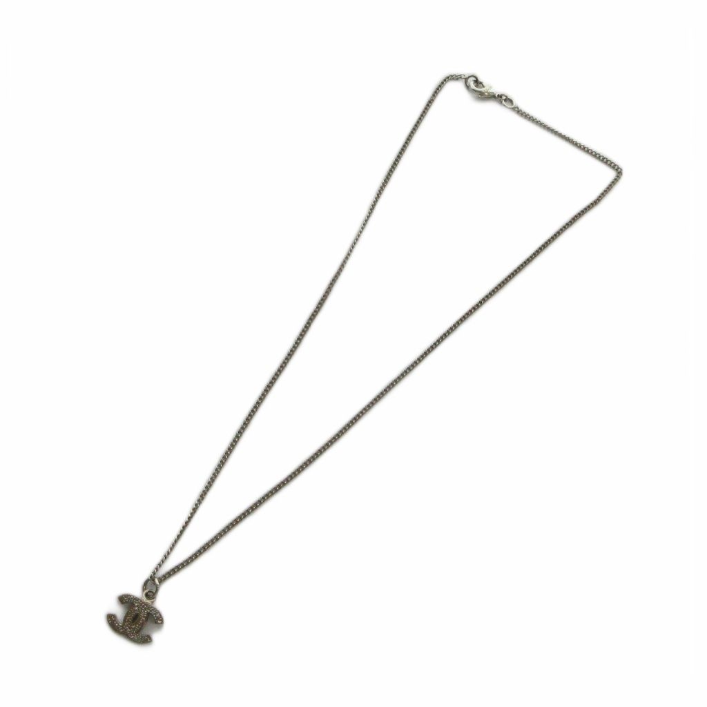 Chanel Pendant CC Logo Rhinestone Silver — view 4