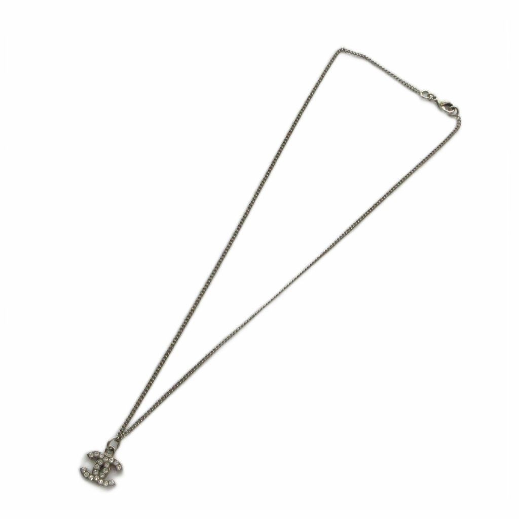 Chanel Pendant CC Logo Rhinestone Silver — view 3