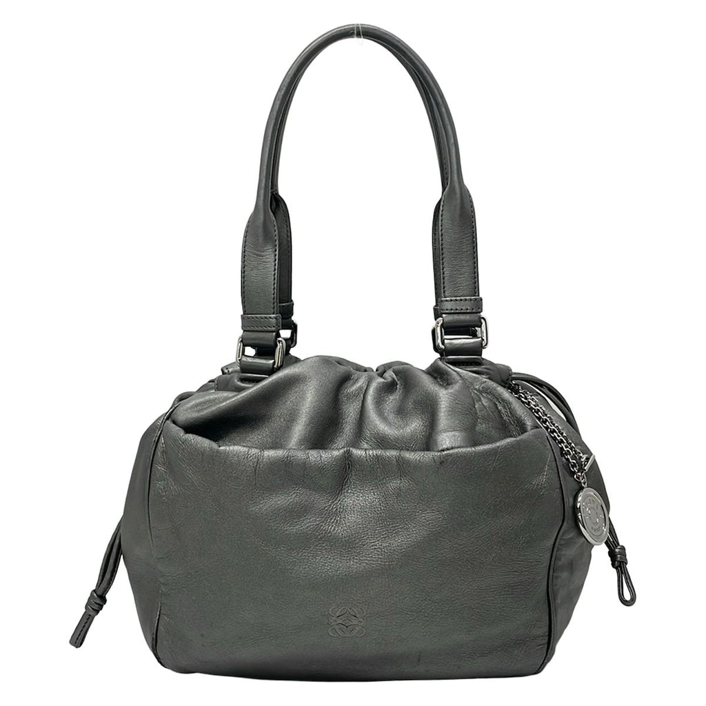 Loewe Tote Metallic Gray Anagram Leather