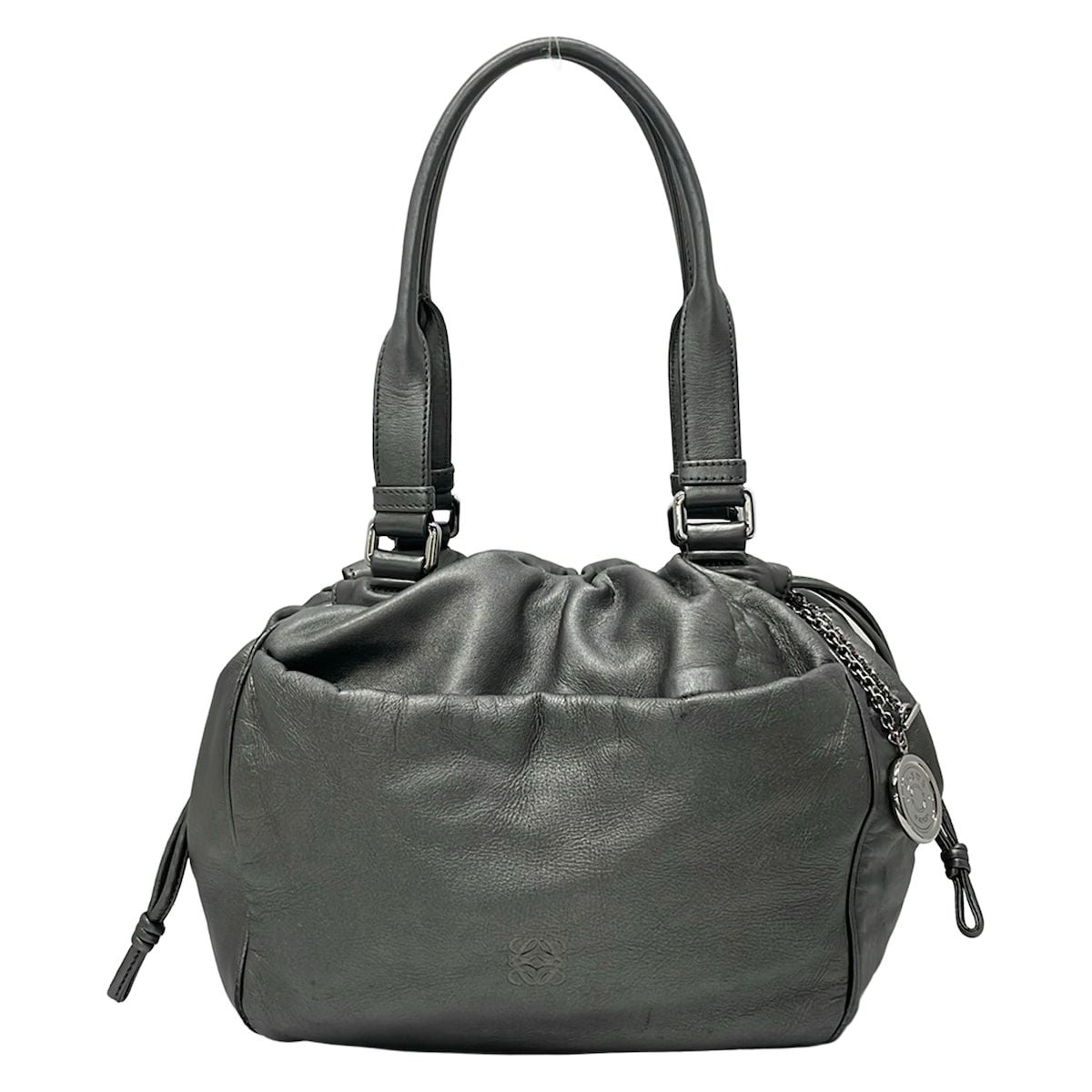 Loewe Tote Metallic Gray Anagram Leather