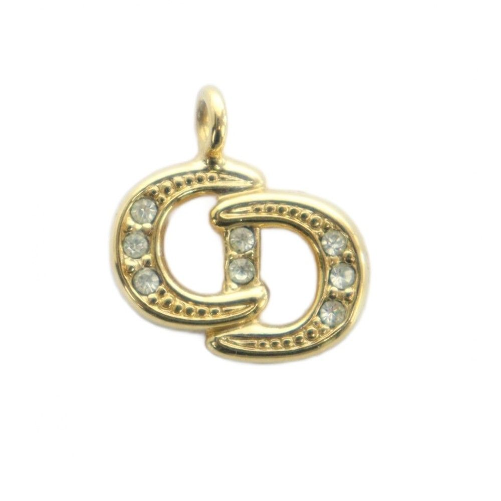 Dior Chain Necklace CD Set Pendant Logo Gold Color MQ OH — view 3