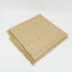 Louis Vuitton Heaven Shawl Large Monogram Fringe Silk Wool Beige Scarf — view 3