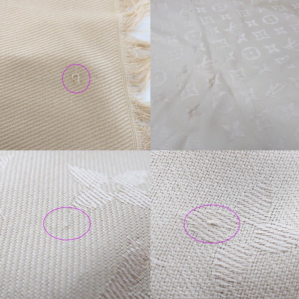 Louis Vuitton Heaven Shawl Large Monogram Fringe Silk Wool Beige Scarf — view 8
