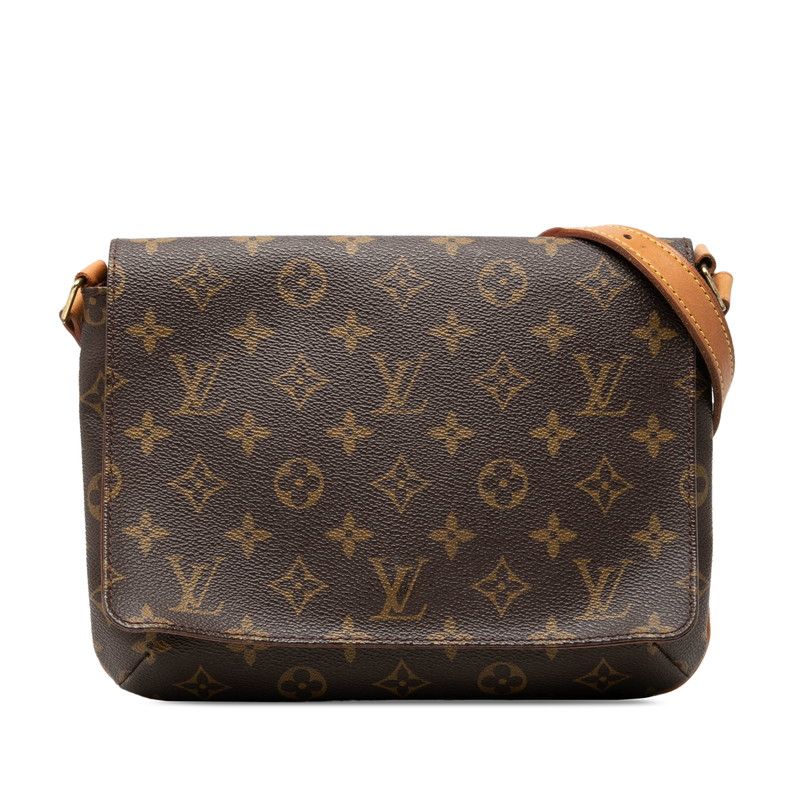 Louis Vuitton Monogram Musette Tango Short Shoulder Bag Brown Leather