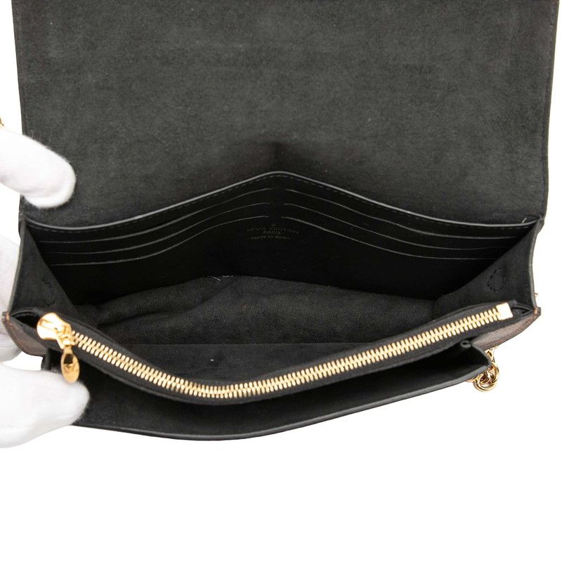 Louis Vuitton Damier Portefeuille Vavin Chain Shoulder Bag Brown Black Leather
