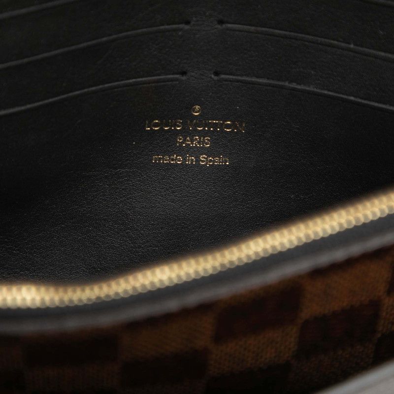Louis Vuitton Damier Portefeuille Vavin Chain Shoulder Bag Brown Black Leather